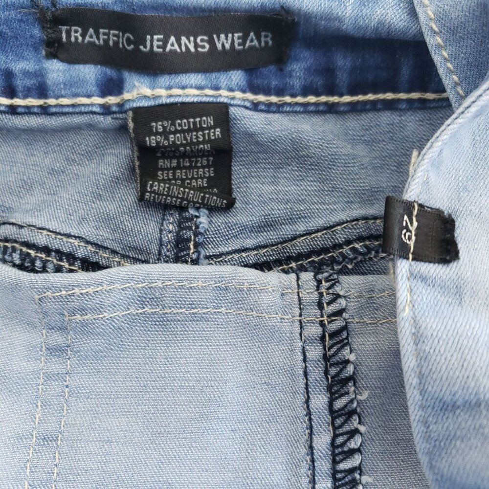 Traffic Jeans Wear Destroyed Fashion Overalls Women's Size 29 Light Wash - Picture 7 of 9